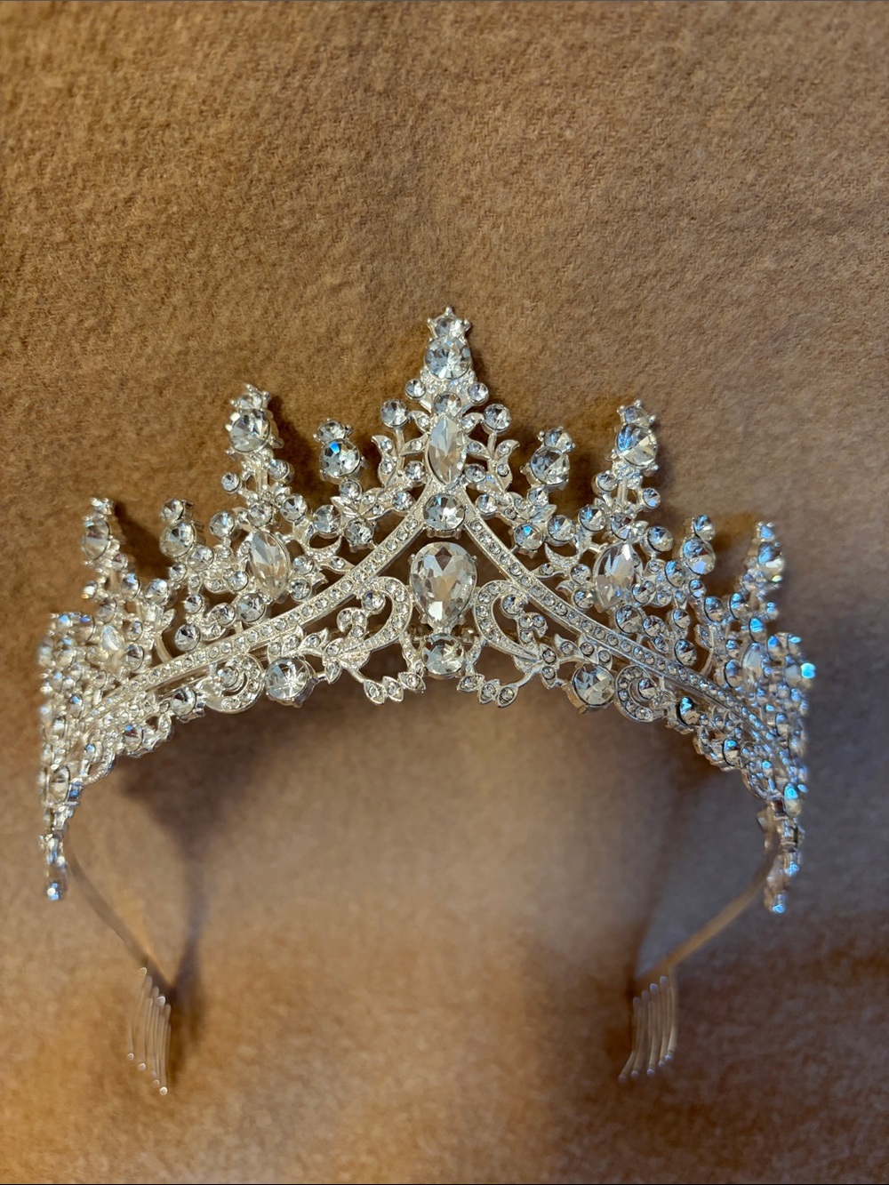 Rhinestone Crystal Bridal Tiara Crown - Silver Sparkle